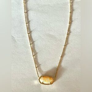 Eliza Satelite Gold Necklace with Iridescent Yellow Opal Pendant Hard to Find